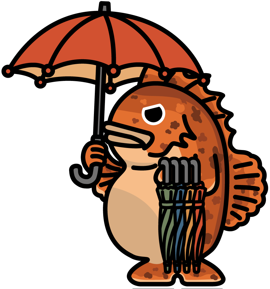 傘を差すカサゴ